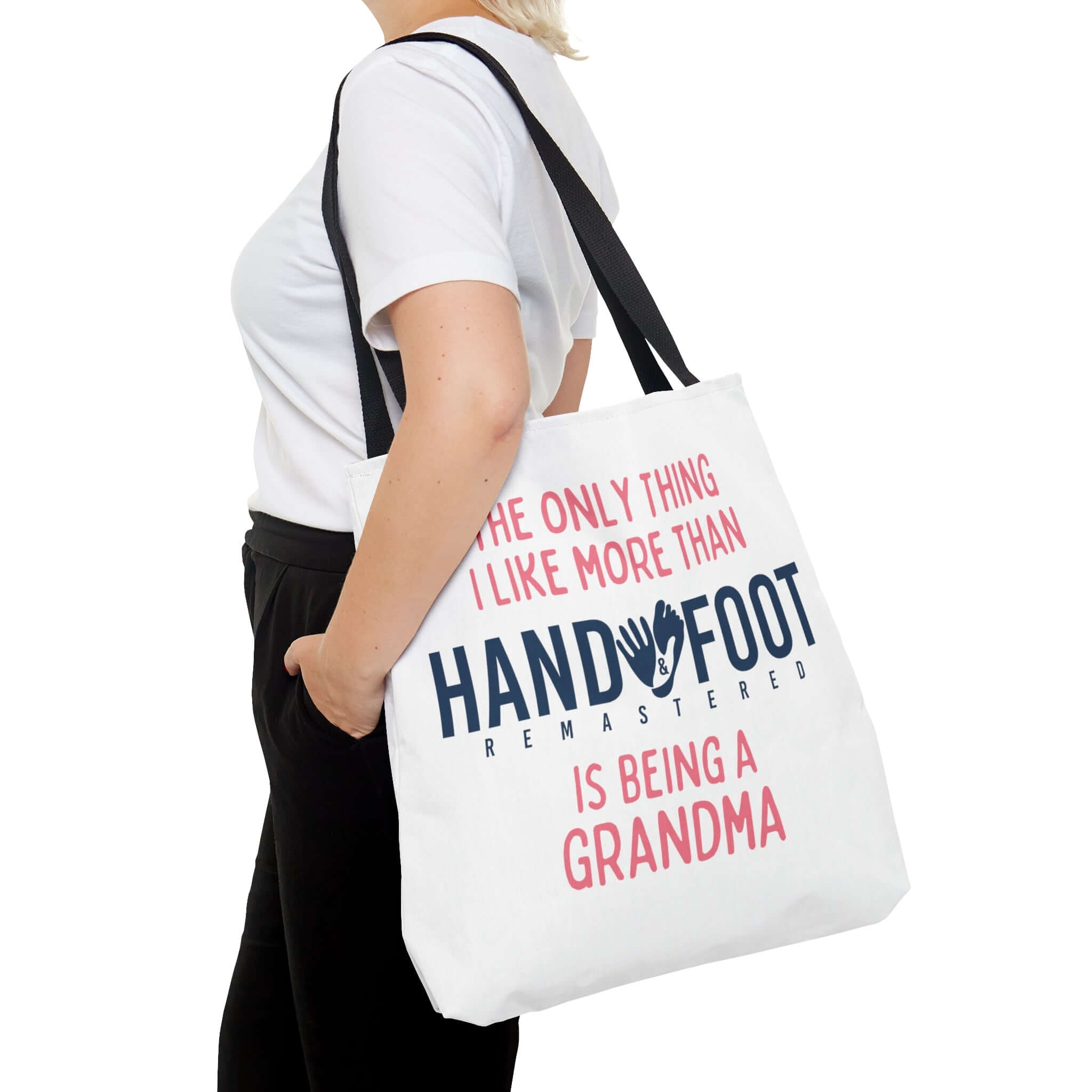 Being a Grandma Hand & Foot Remastered Polyester Tote Bag - 2 Sizes