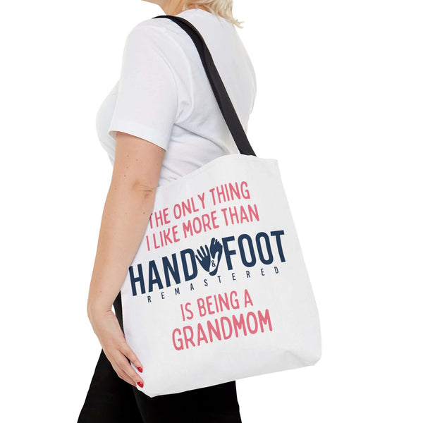 Being a Grandmom Hand & Foot Remastered Polyester Tote Bag - 2 Sizes